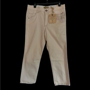 Democracy Ab Technology high rise slim straight cream colored denim size 12 NWT